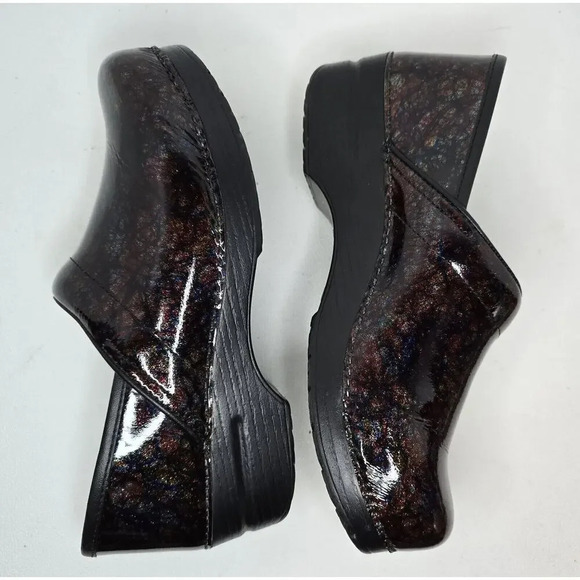 Dansko Women's Pro Multi Scribble Patent Leather Clogs Shoes Sz US 9.5-10 EU 40 - Picture 8 of 13